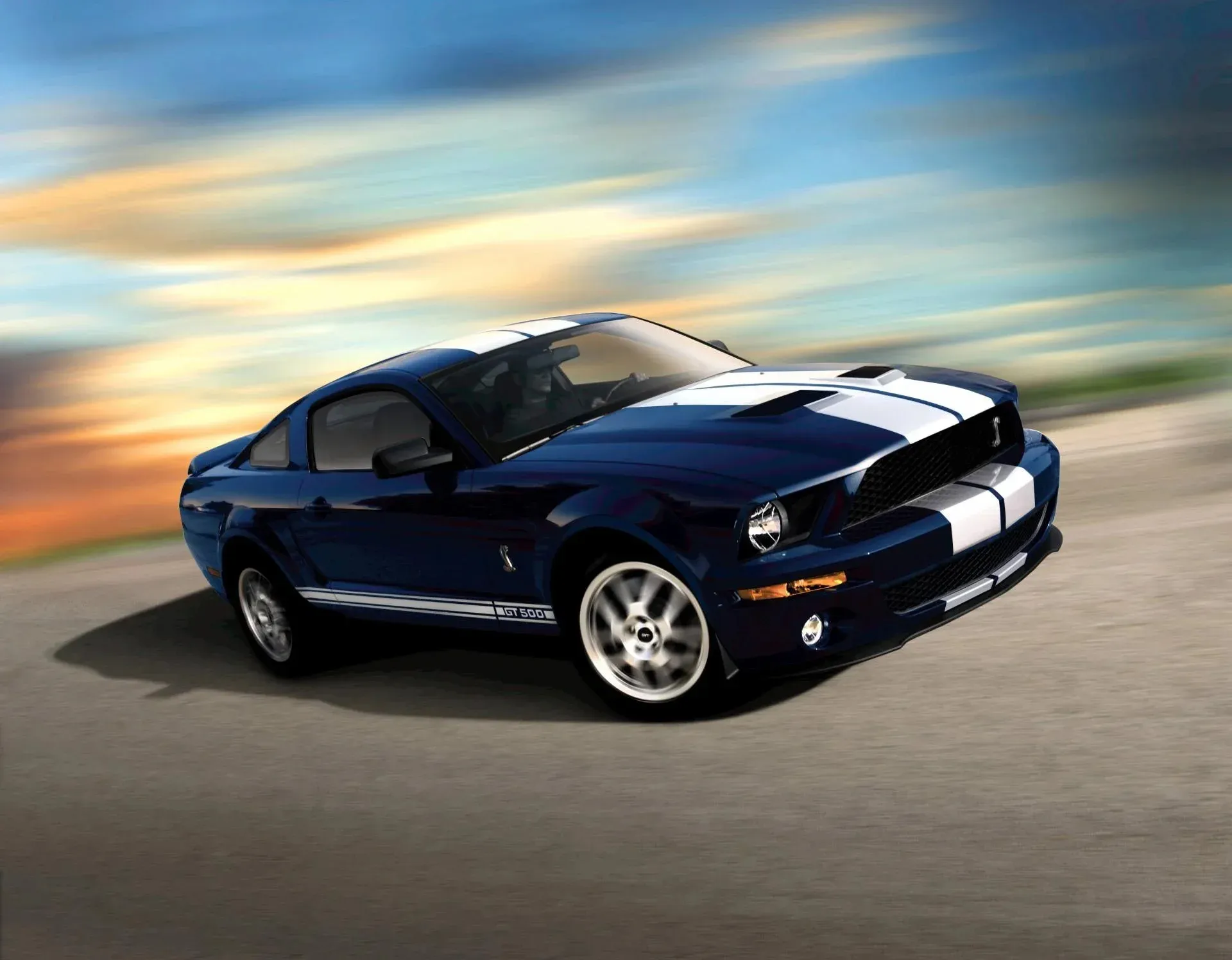 The 2009 Shelby GT500 with its dual over-the-top racing stripes and Cobra emblems