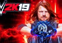 WWE 2K19 wrestler performing a finisher move in the ring with crowd cheering
