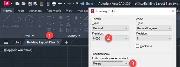 AutoCAD units setup for host drawing in Xref workflow