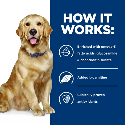 Diagram explaining how Hill's Prescription Diet j/d Dry Dog Food works