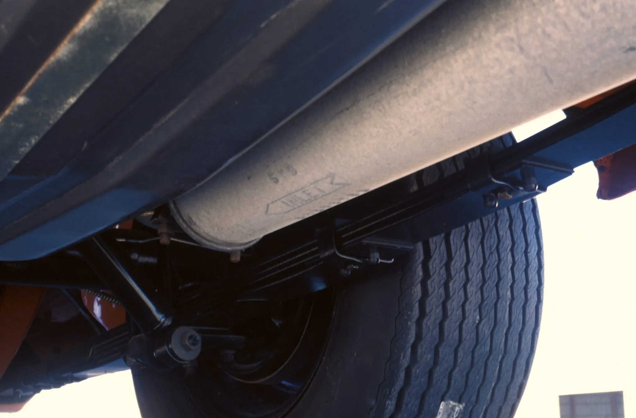 Factory-correct exhaust system underneath a restored 1970 Plymouth Superbird