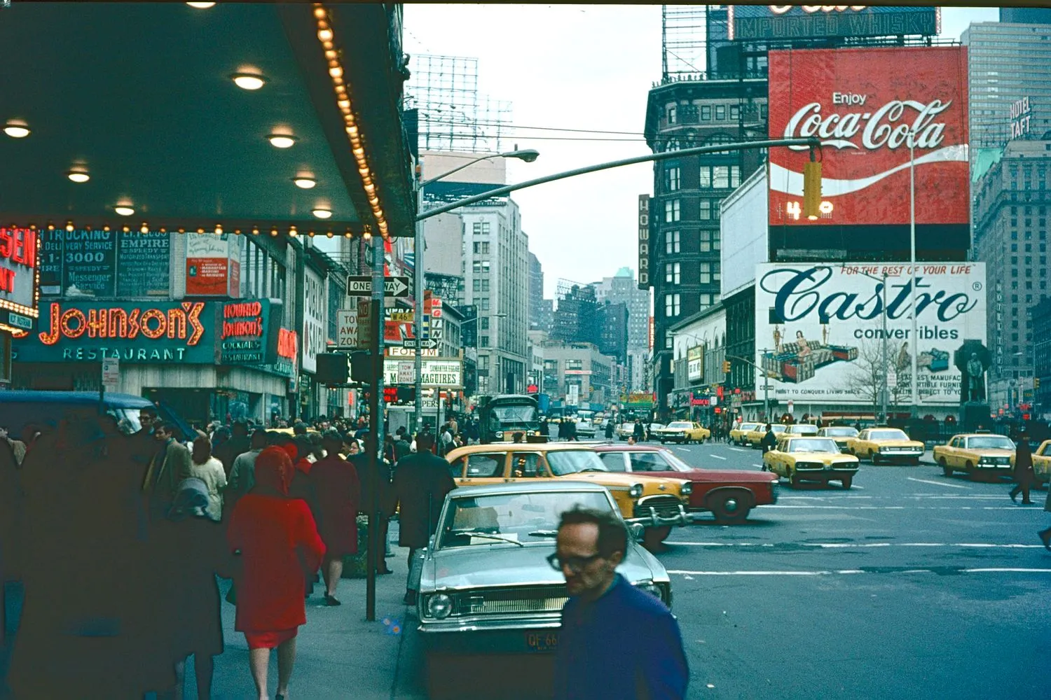Vintage New York street scene representing life in 1970