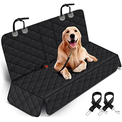 Yuntec waterproof dog car seat cover installed on a vehicle back seat