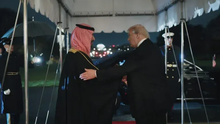 An image of Saudi Crown Prince Mohammed bin Salman and President Donald Trump that appears in the documentary