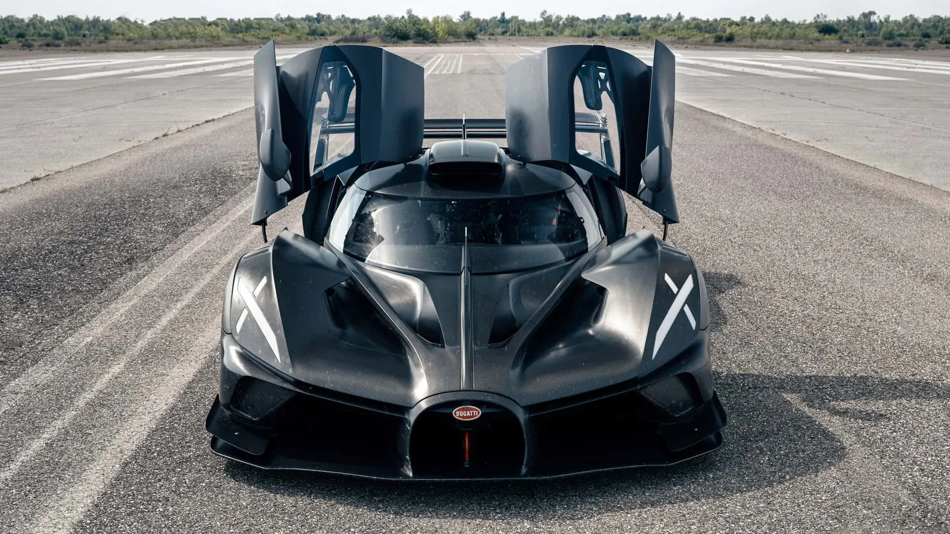 Bugatti Bolide on track showing aggressive aerodynamics and lightweight construction