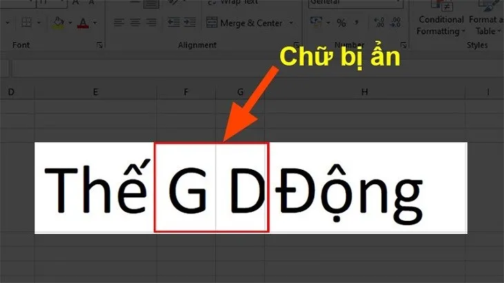 Data in Excel cells becomes partially hidden when column width is too small