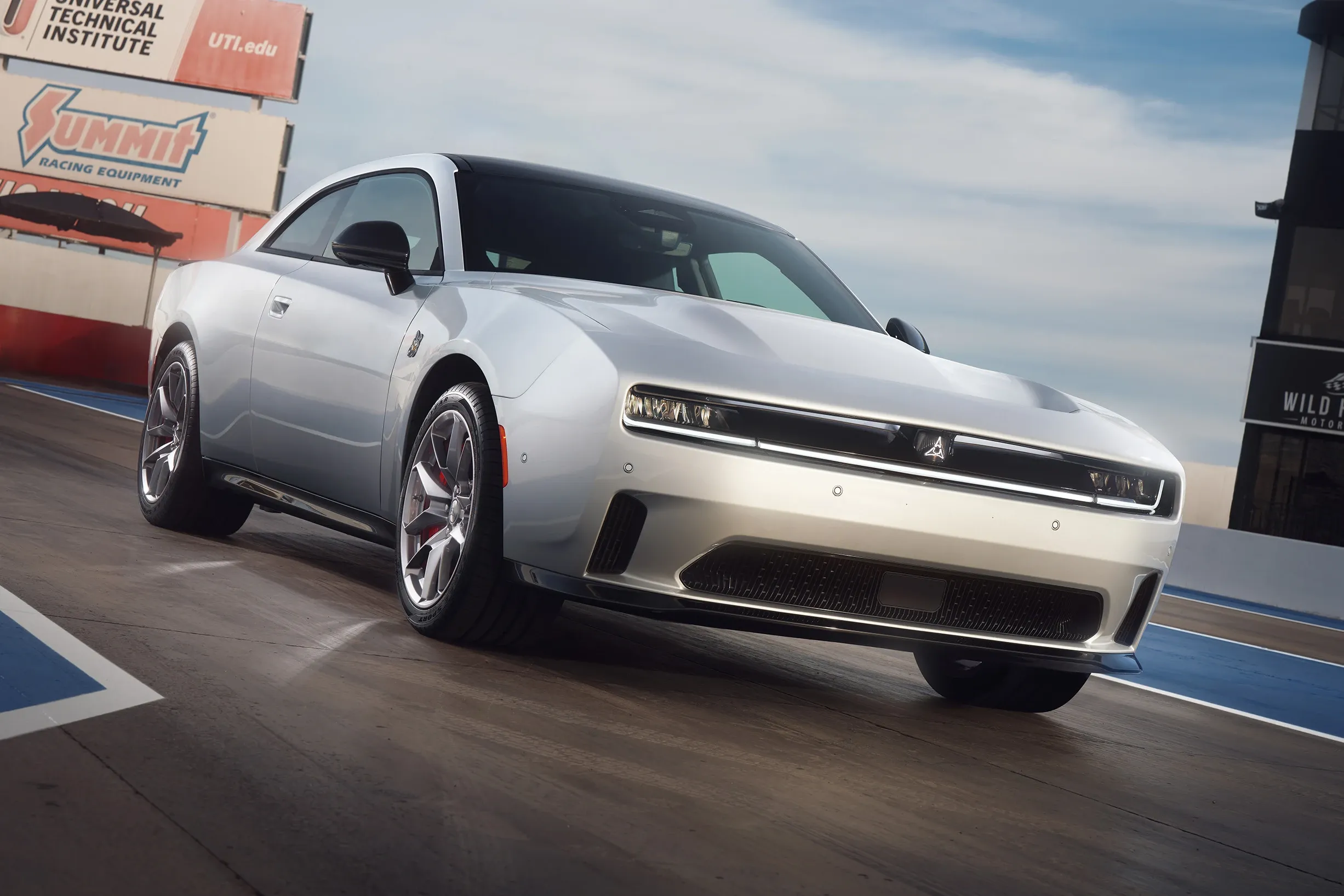 Wide-angle exterior view highlighting the aggressive stance and modern design execution