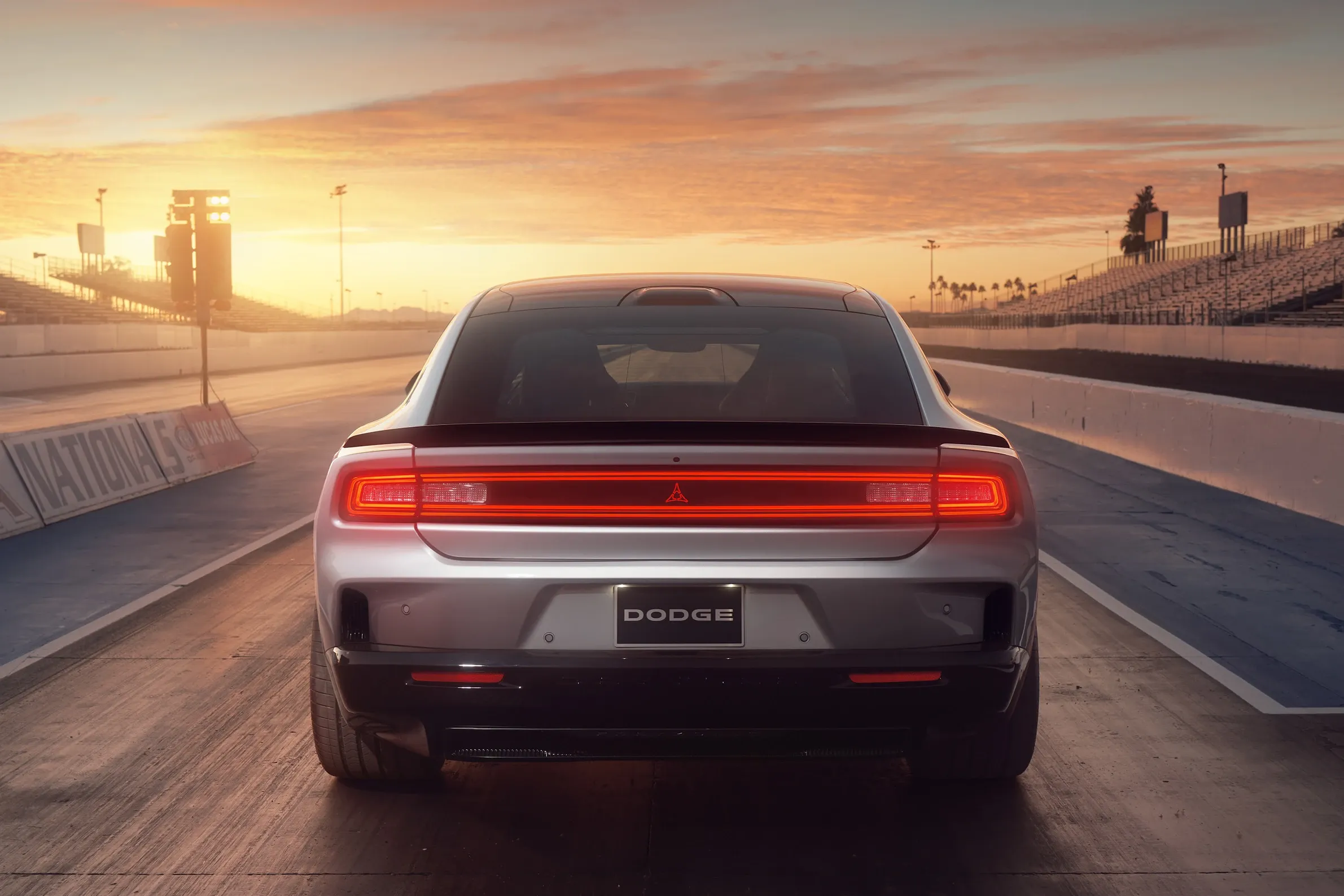 Rear quarter view emphasizing the athletic proportions characteristic of modern muscle car design