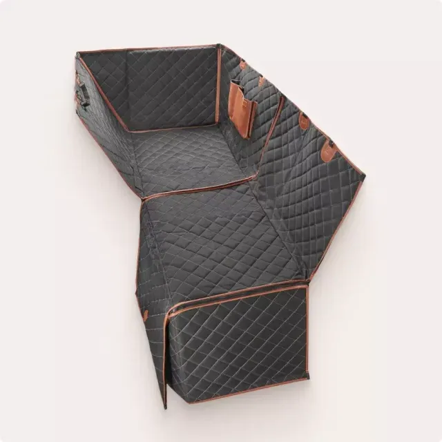 Dog seat cover pockets designed for storing leashes and pet accessories