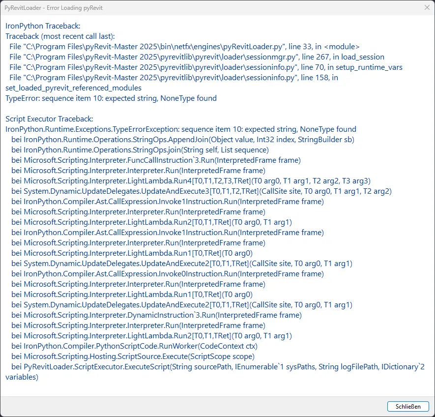 Error message when running pyRevit 4.8 alongside pyRevit 5.0 installation for Revit 2024