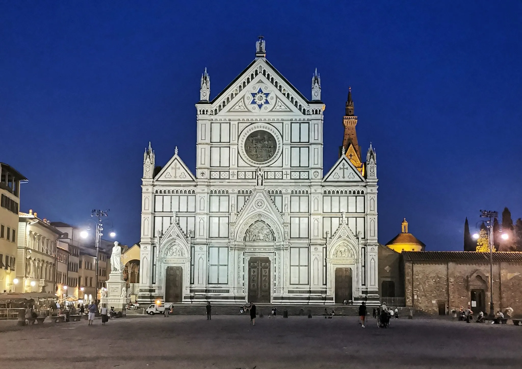 night view of santa croce church