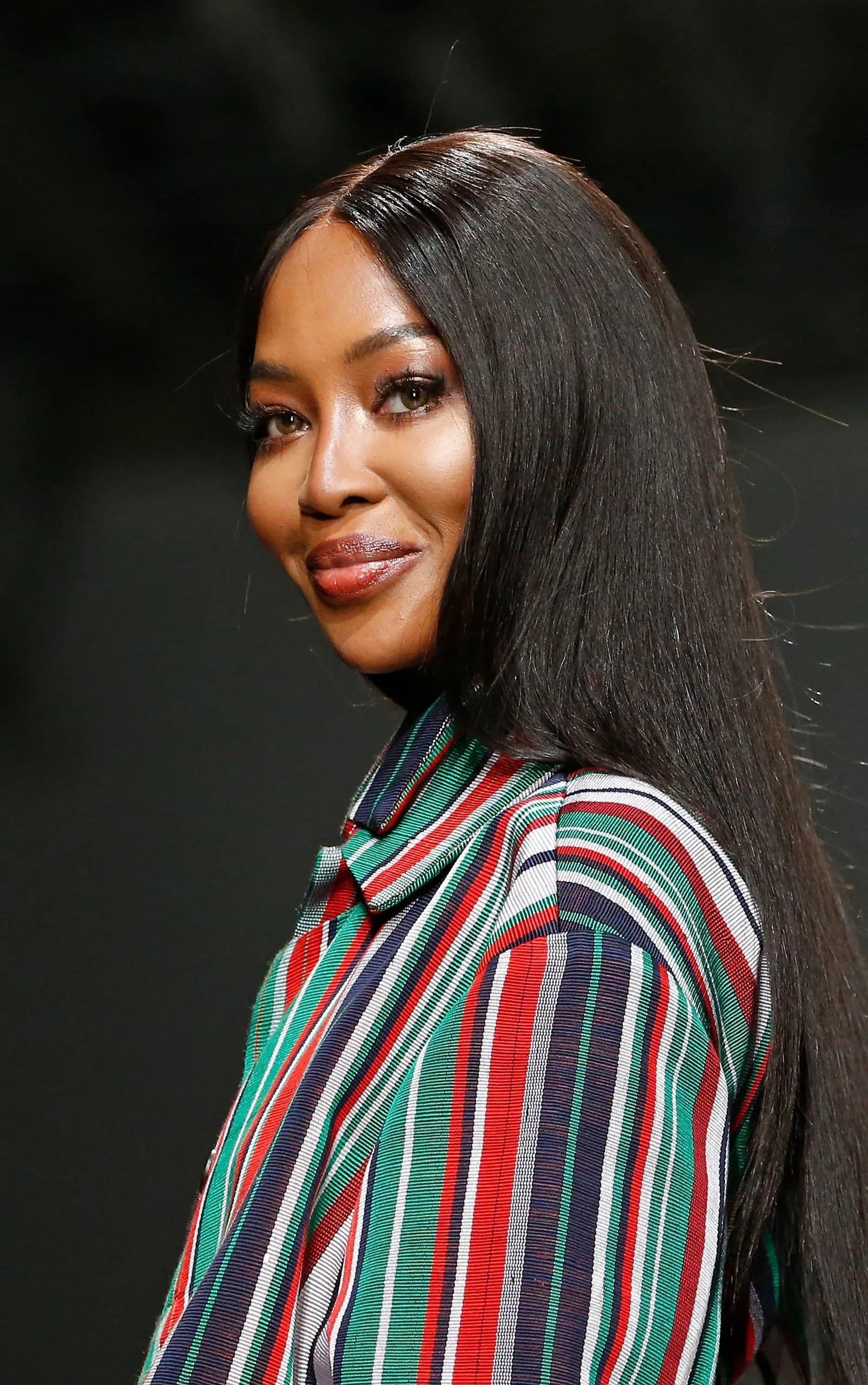 Naomi Campbell with sleek, long hair