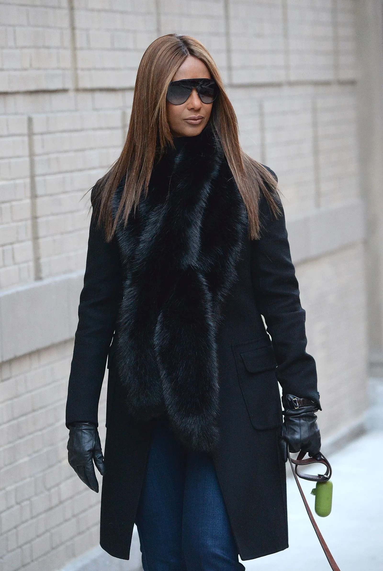 Iman with sleek, pin-straight long hair