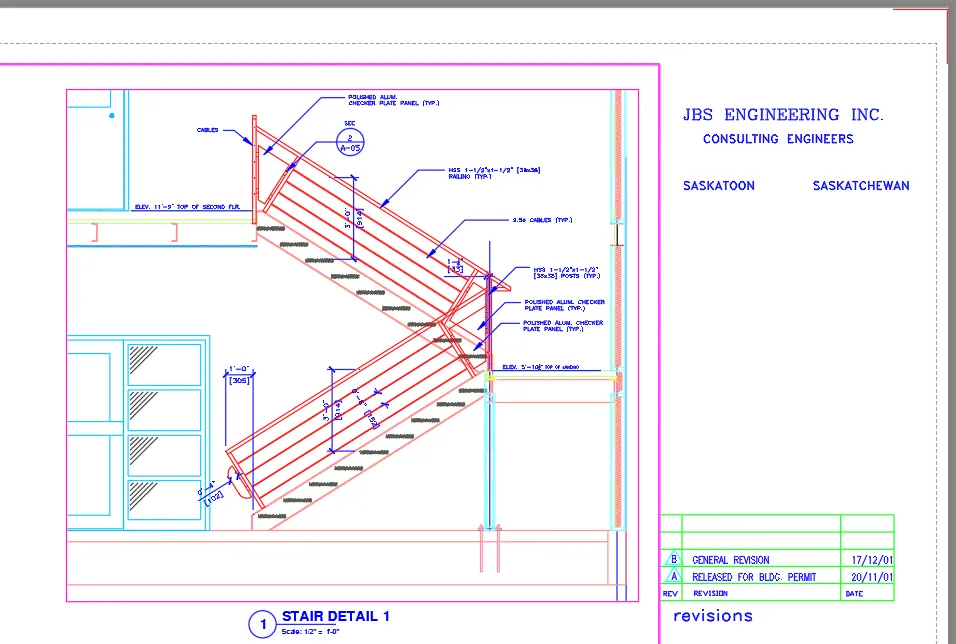 AutoCAD layout view zoomed into the STAIR DETAIL 1 viewport before entering model space
