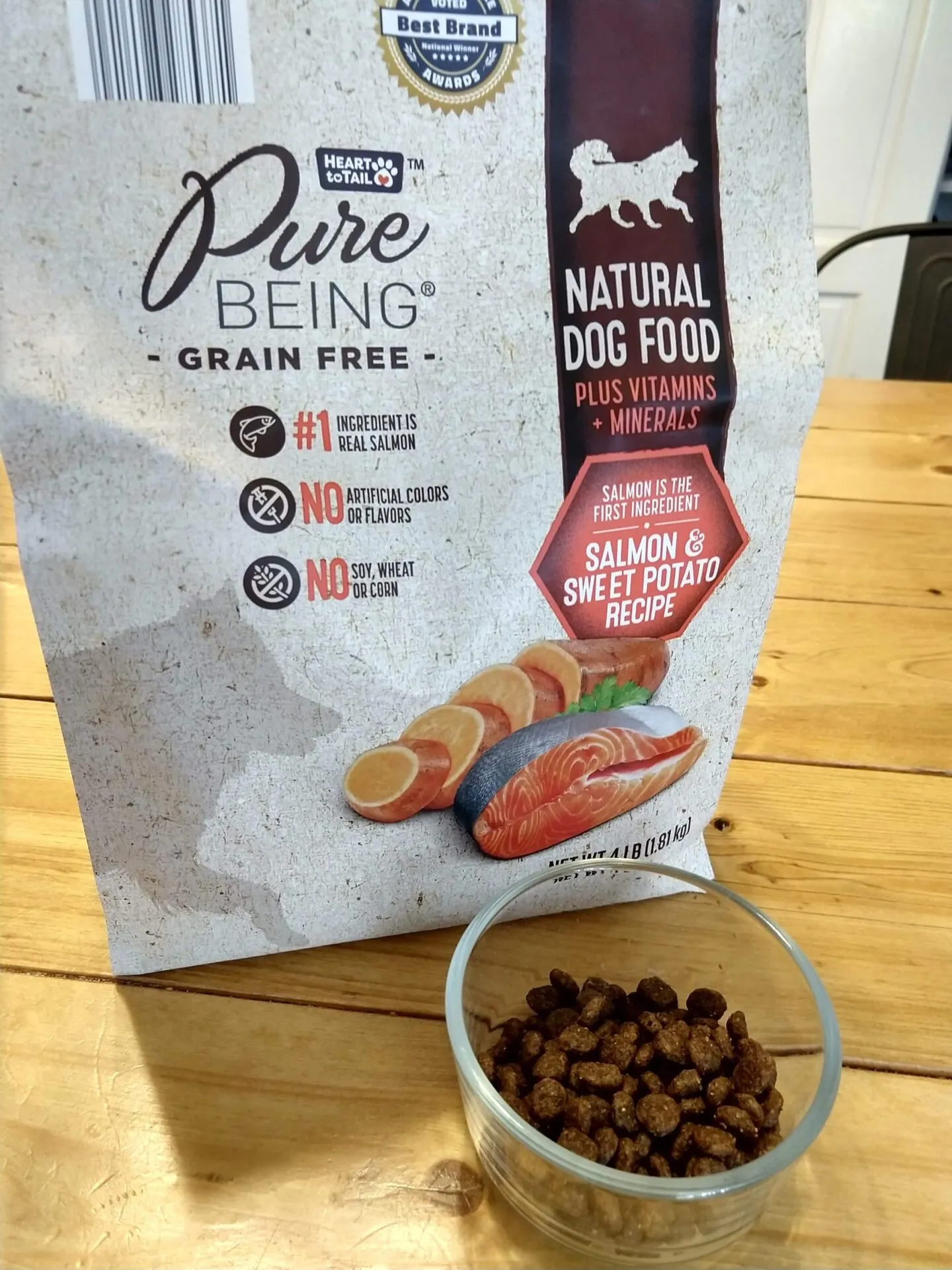 Heart to Tail Pure Being Grain Free Dog Food bag displayed for review