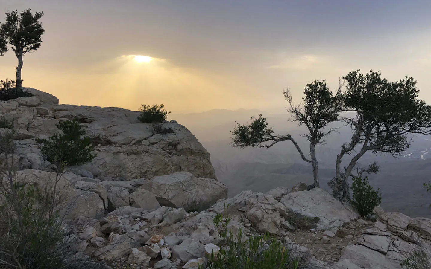 Rocky plateau landscape of Gorakh Hill with wide open sky in Sindh region