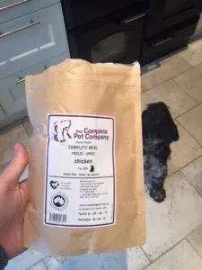 a pouch of freeze dried raw dog food