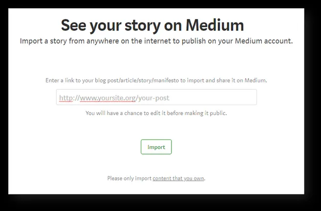 Importing an external article into Medium using its automatic sync tool