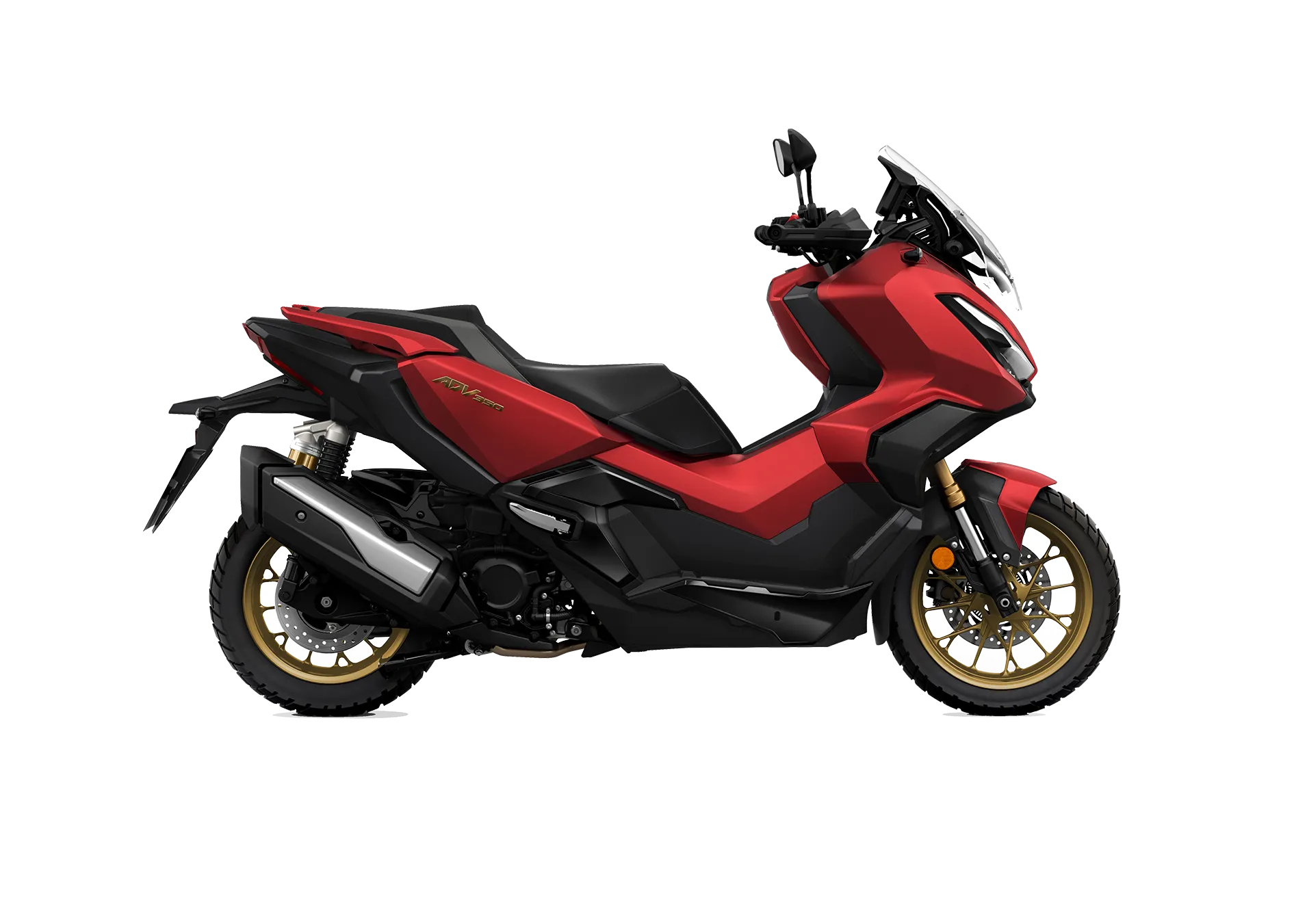 Honda ADV350 adventure-style scooter parked in a studio setting