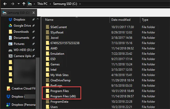 Windows Program Files folders on 64-bit system