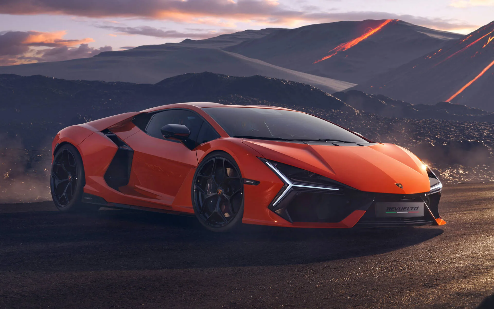 Lamborghini Revuelto hybrid supercar with aggressive styling
