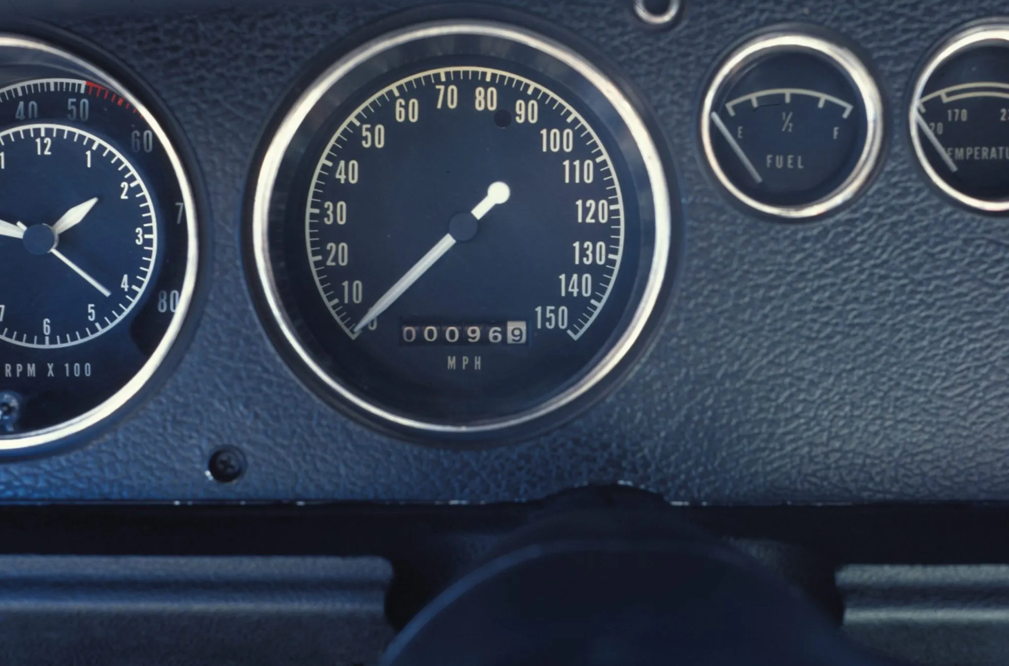 Odometer of a 1970 Plymouth Superbird reading 96.9 original miles