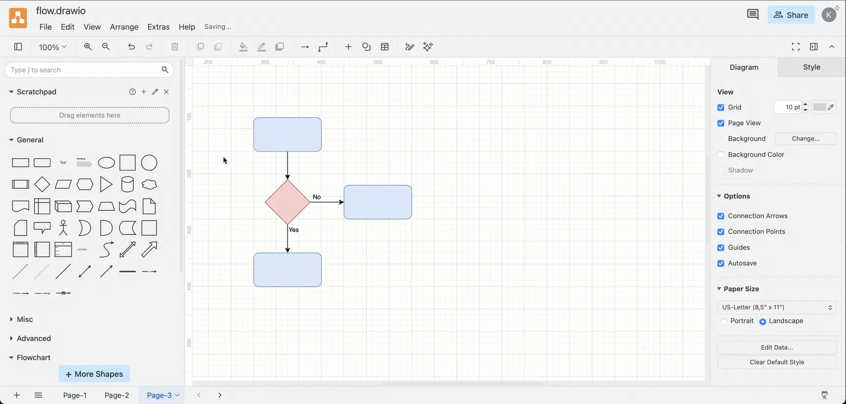 Add multiple shapes as one element on the scratchpad in draw.io