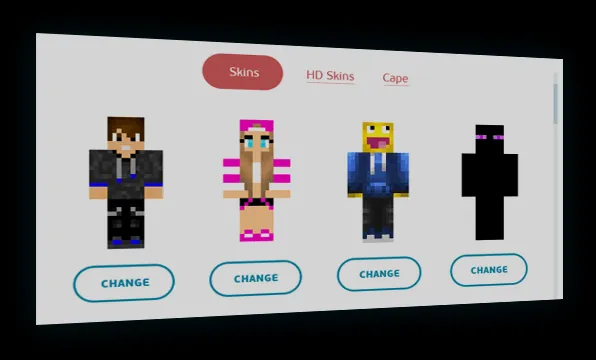 Minecraft skin system allowing custom character appearance and HD skin support
