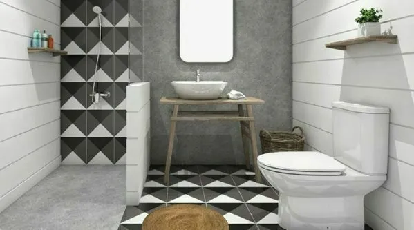 Modern bathroom interior featuring premium contemporary fixtures