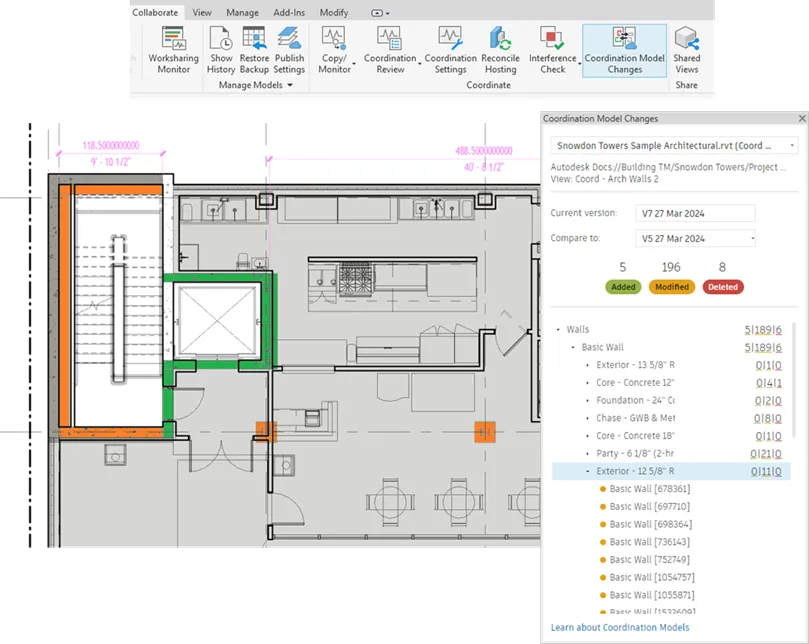 Model comparison feature in Revit