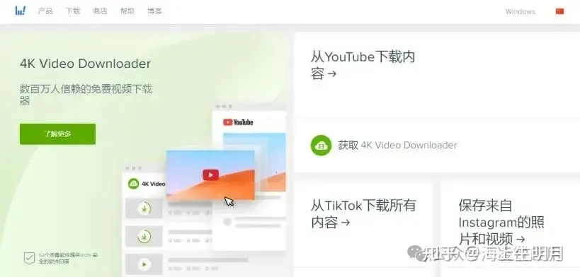 4K Video Downloader software interface showing download options