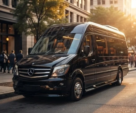 Elegant 12-seater Mercedes-Benz luxury van with premium leather seating and spacious interior for group travel