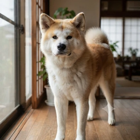 Akita dog with strong build and expressive features representing the breed connected to Hachi's character