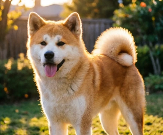 An Akita Inu displaying the calm, dignified posture associated with the breed shown in the Richard Gere Akita film