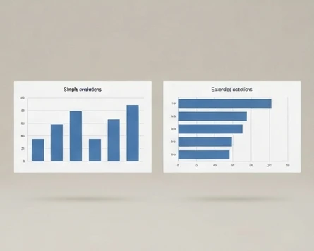 Visual comparison of horizontal bars and vertical columns for different data presentations
