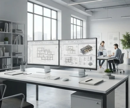 Large BIM project environment concept showing multiple connected models and organized storage workflow
