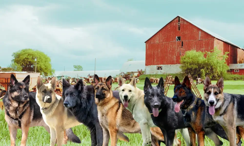 Black German Shepherd coat variations showing differences between solid black and mixed dark patterns