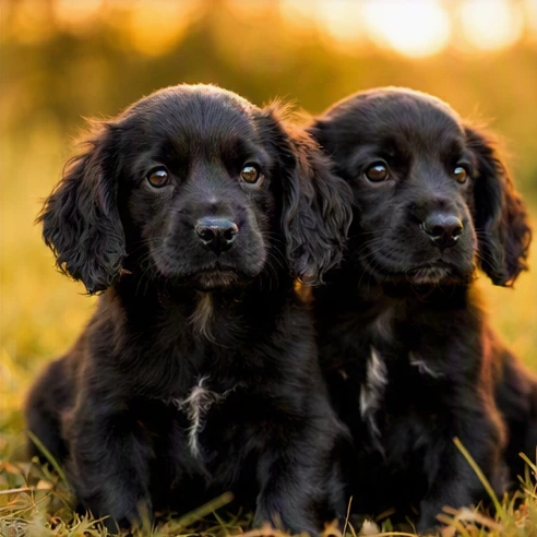 Black working Cocker Spaniel puppies from a responsible breeding program with healthy active traits