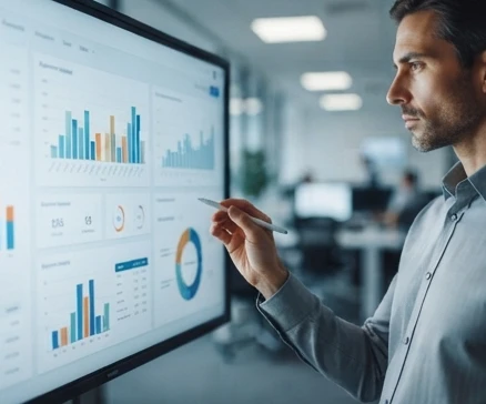 Business excellence KPI categories represented through performance tracking and stakeholder metrics