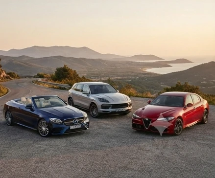 Luxury sedan, SUV, and sports car options representing different rental purposes