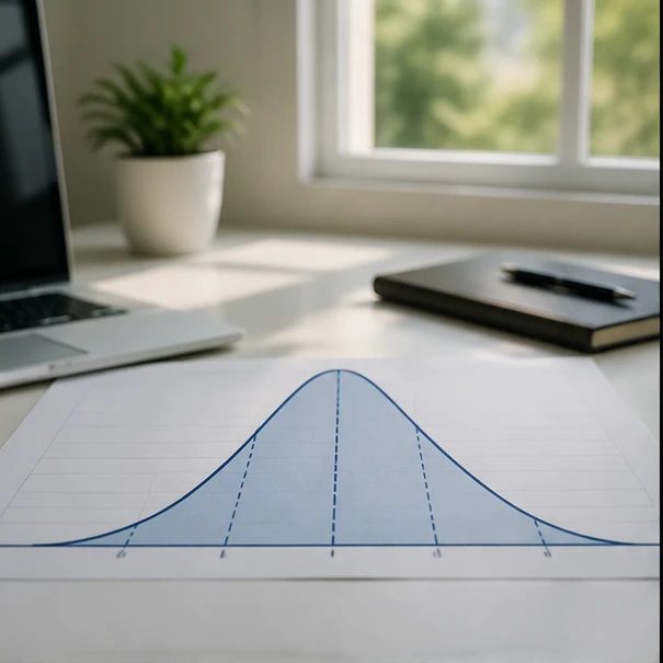 Distribution curve Excel visualization showing a smooth bell-shaped statistical chart with organized data points