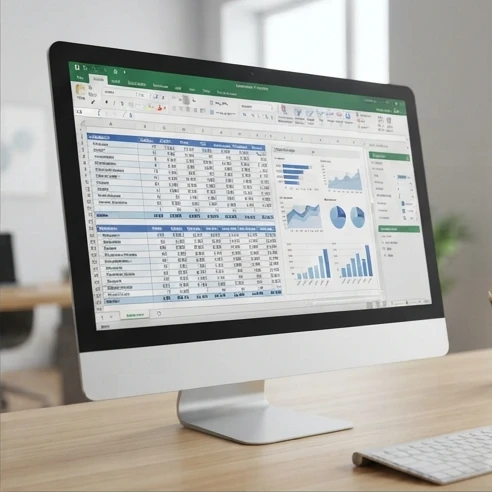 Excel 2019 used for PivotTables and Power Query data analysis with structured records and summary charts