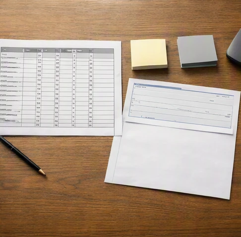 Spreadsheet check layout showing separated payment data fields and printable check positioning areas