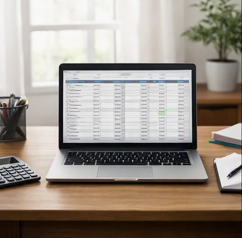 Excel check register with running balance worksheet displaying organized transactions and calculated account totals