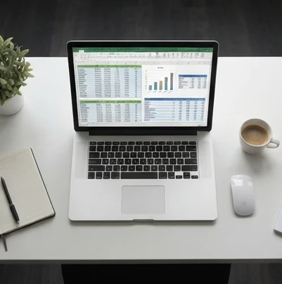 Spreadsheet analysis scene comparing different Excel name processing approaches and workflows