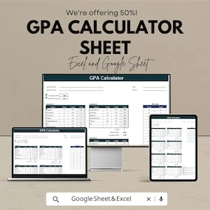 Organized Excel GPA calculator layout with course, grade, credit, grade point, and quality point fields
