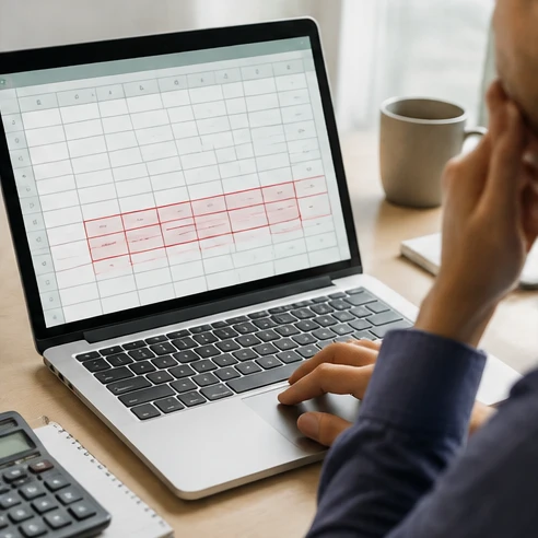 Spreadsheet user checking formula results and correcting a row total error