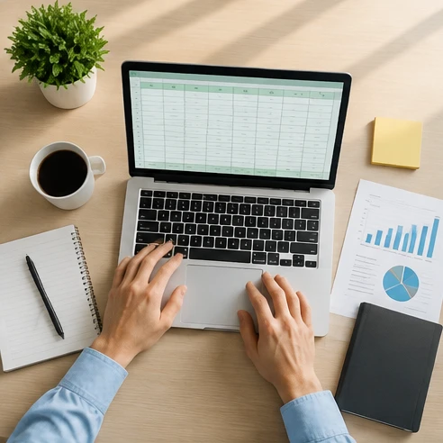 Spreadsheet planning view comparing different methods for creating Excel row totals