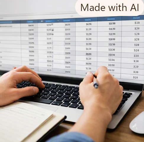 Excel check register with running balance showing separate deposit and withdrawal transaction fields