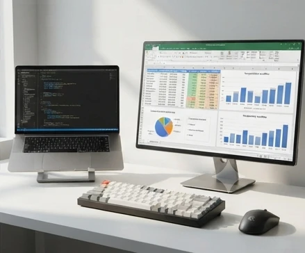 Developer workspace showing spreadsheet logic being adapted into Python date calculations